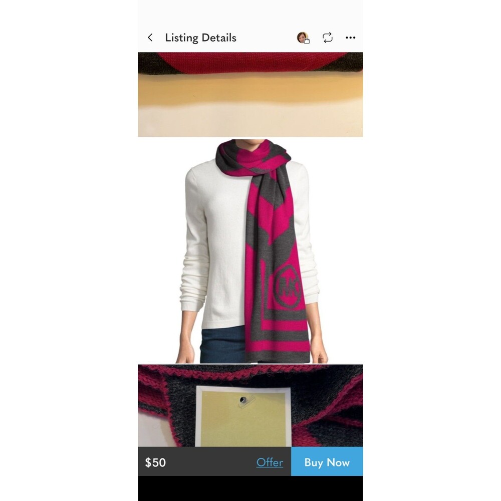Michael Kors Chevron Stripe Logo Scarf